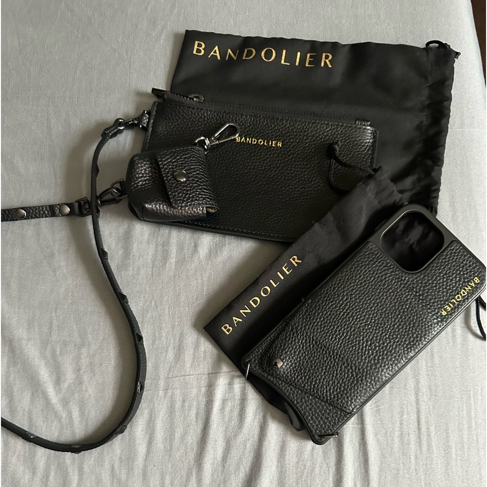 Bandolier Sarah iPhone 12pro max case and accessories.
